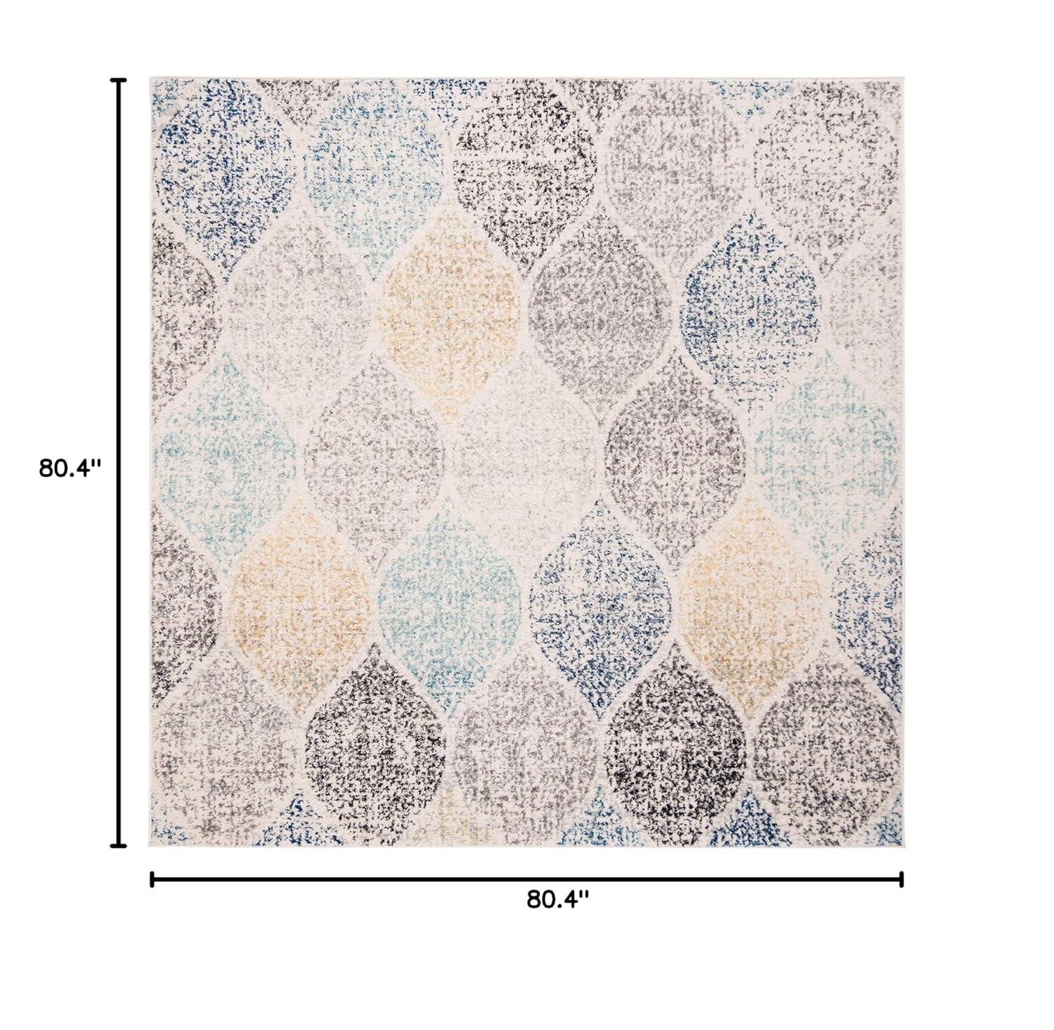 Madison MAD604 Power Loomed Indoor Area Rug - Ivory/Blue - 6'7"x6'7" - Safavieh