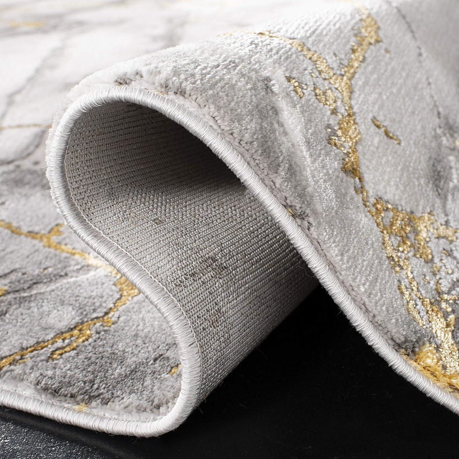 SAFAVIEH Craft Paul Abstract Marble Area Rug, 10' x 10' Square, Grey/Gold