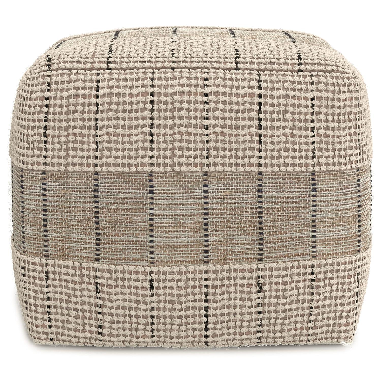 Simpli Home 18"W Jute Square Woven Pouf