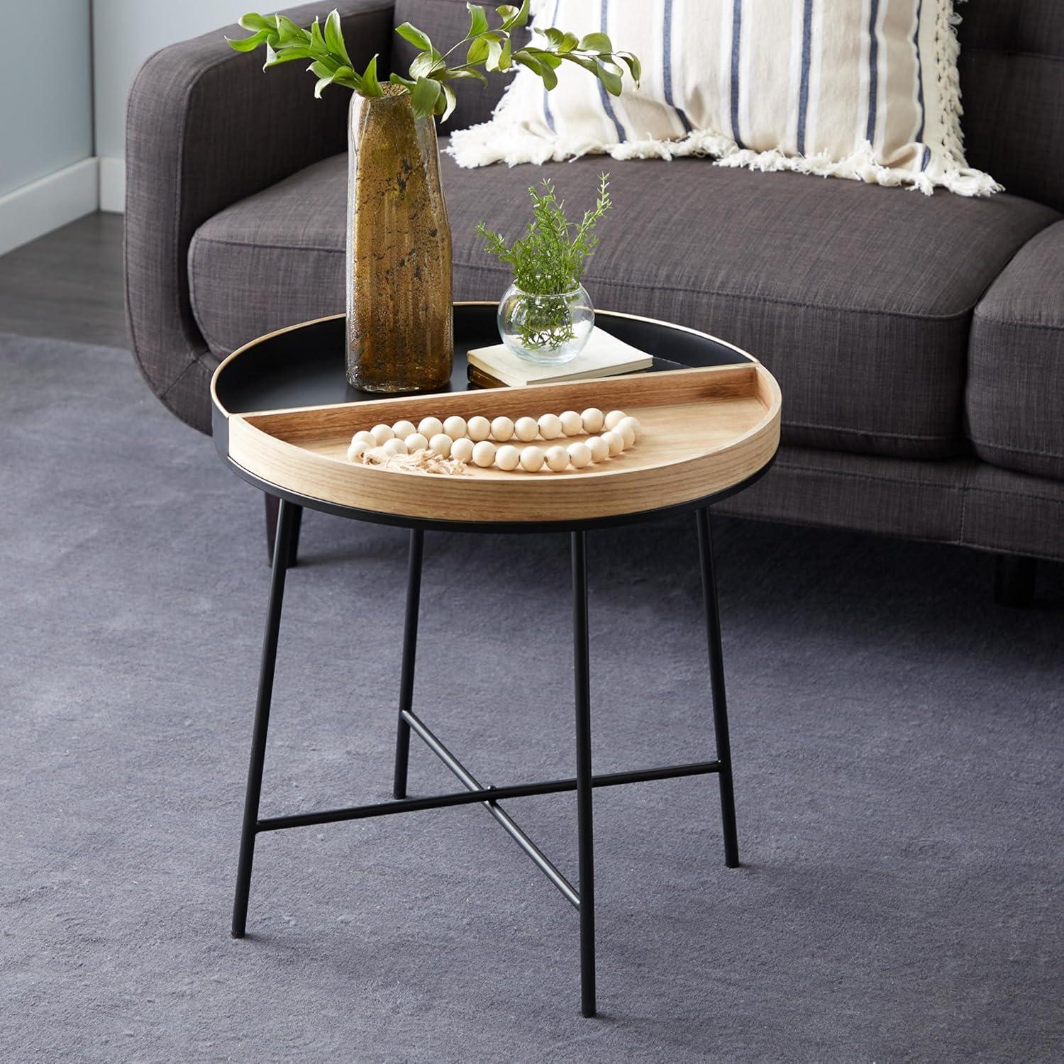 Contemporary Metal and Wood Accent Table - Olivia & May