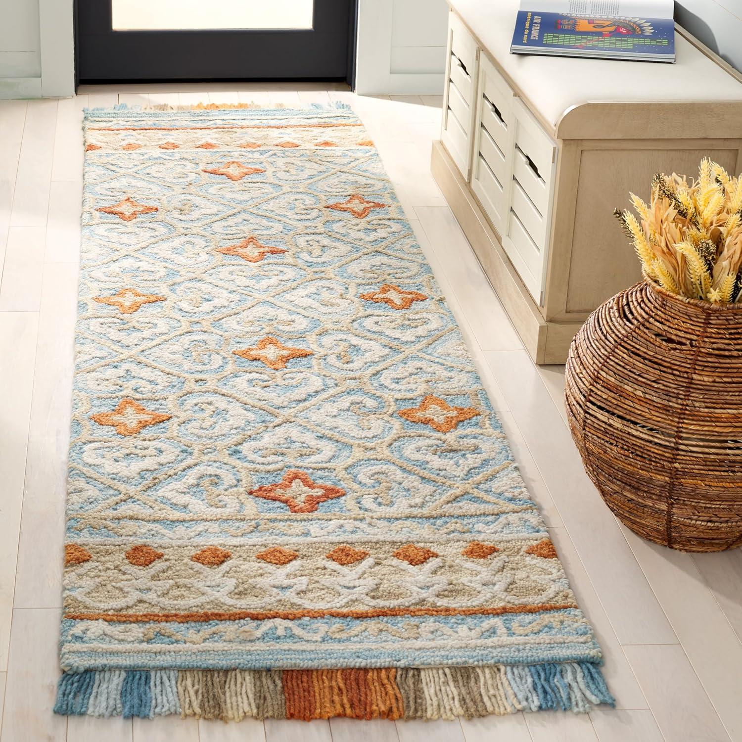 Blossom BLM420 Hand Tufted Area Rug - Light Beige/Blue - 4'x6' - Safavieh.