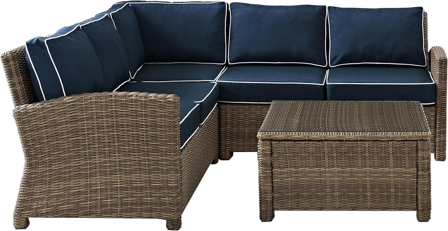 Bradenton 4-Piece Navy Cushions Steel Outdoor Sectional Set