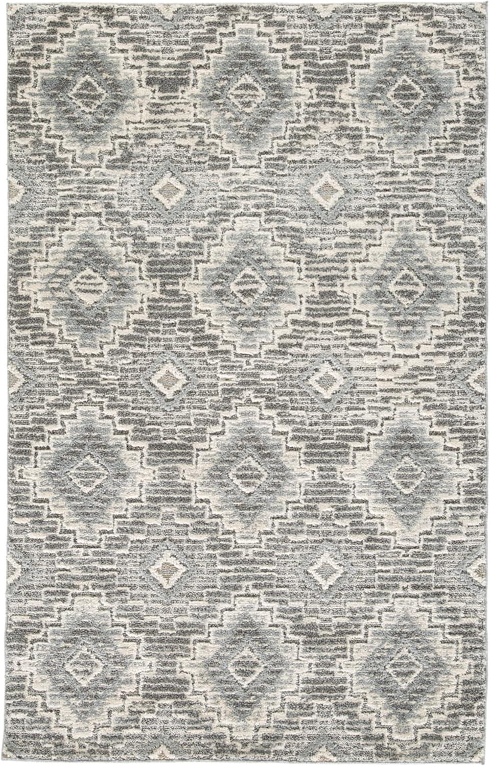 Gray and Cream Diamond Pattern 8' x 10' Synthetic Rug