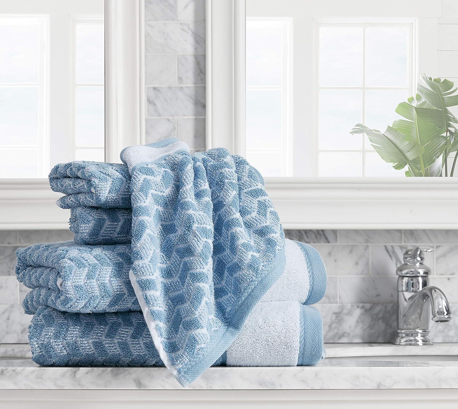 Zane Chevron 6 Piece 100% Cotton Towel Set