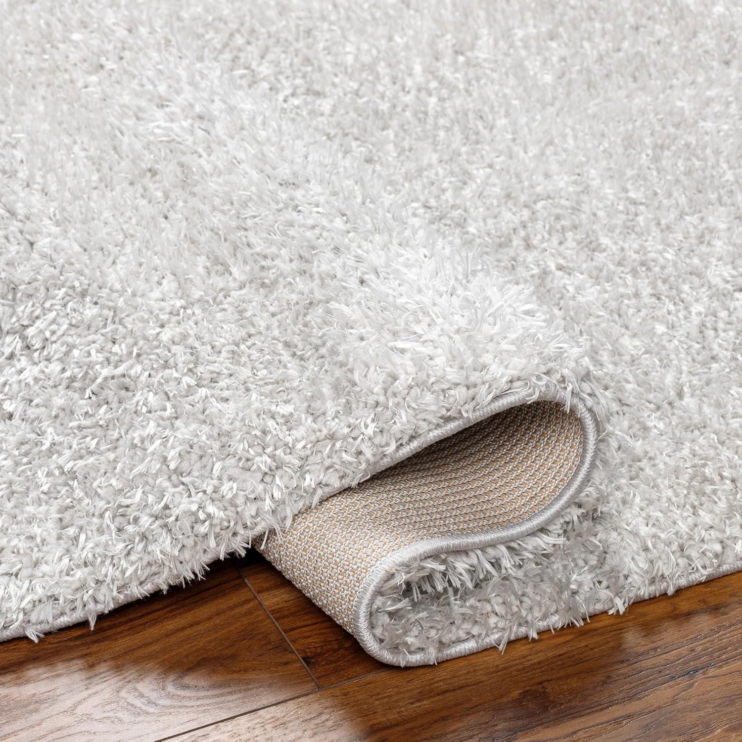 Light Gray Rectangular Shag Area Rug, 7'10" x 10'