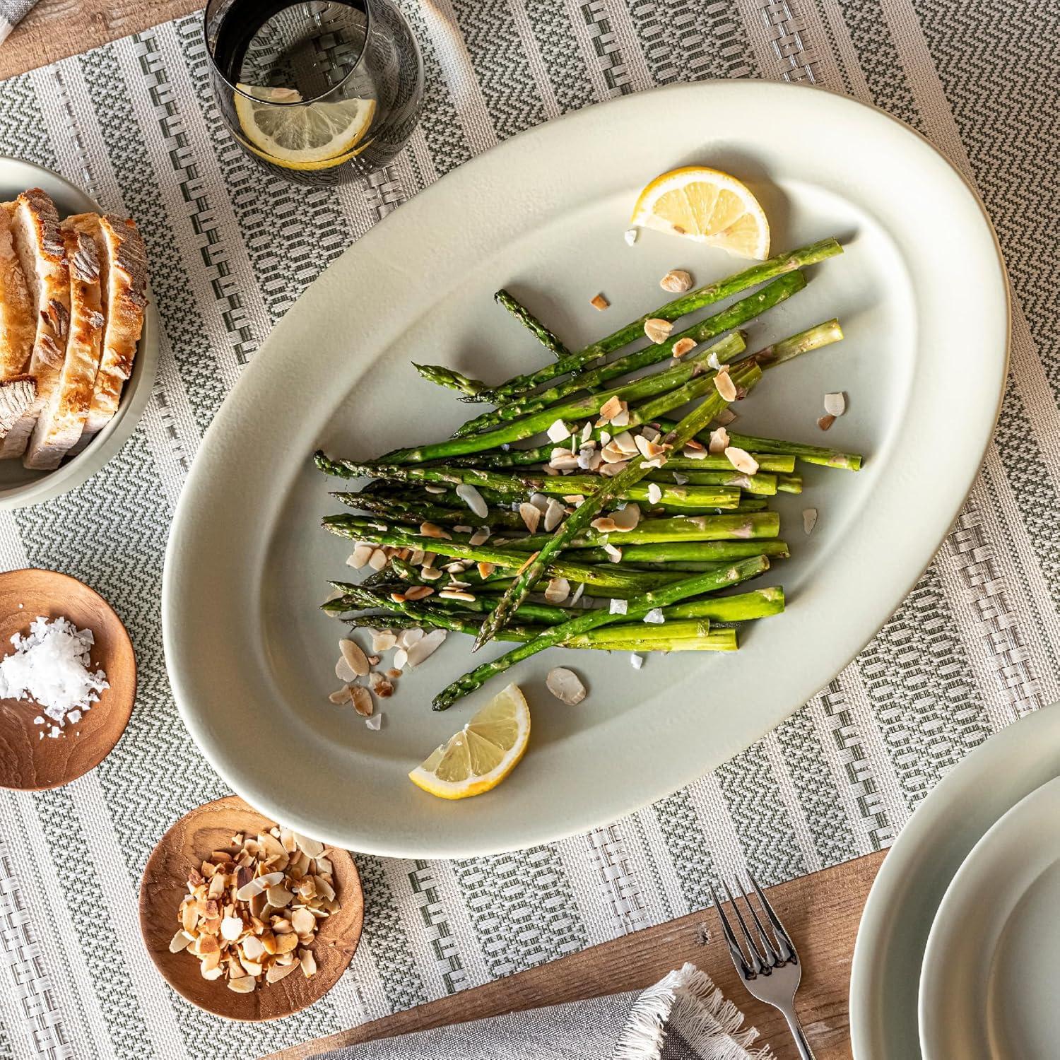 over&back Rimmed Oval Serving Platter - Semi - Perfect for Tabletop & Décor