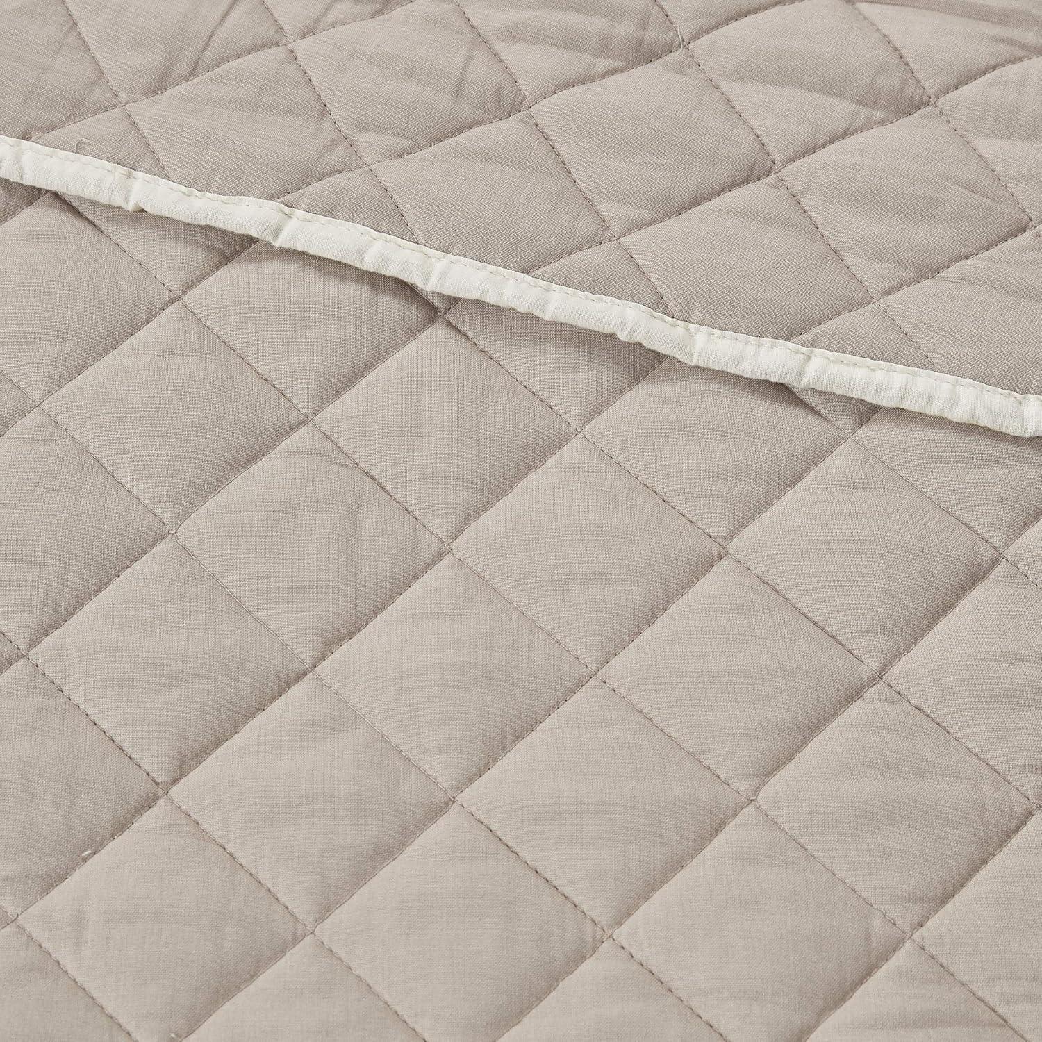 Ivory and Khaki Cotton Diamond Quilted Daybed Set