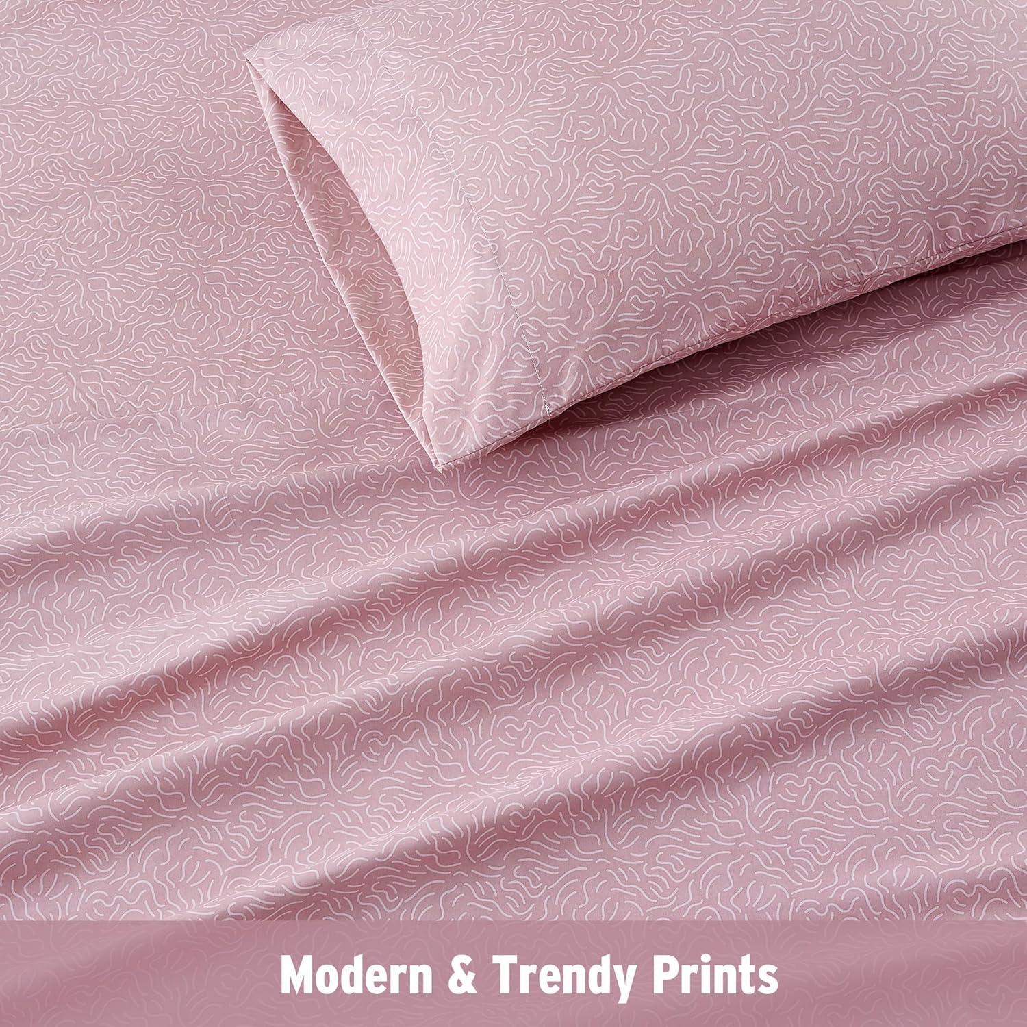 Blush Waves Queen Organic Cotton Microfiber Sheet Set