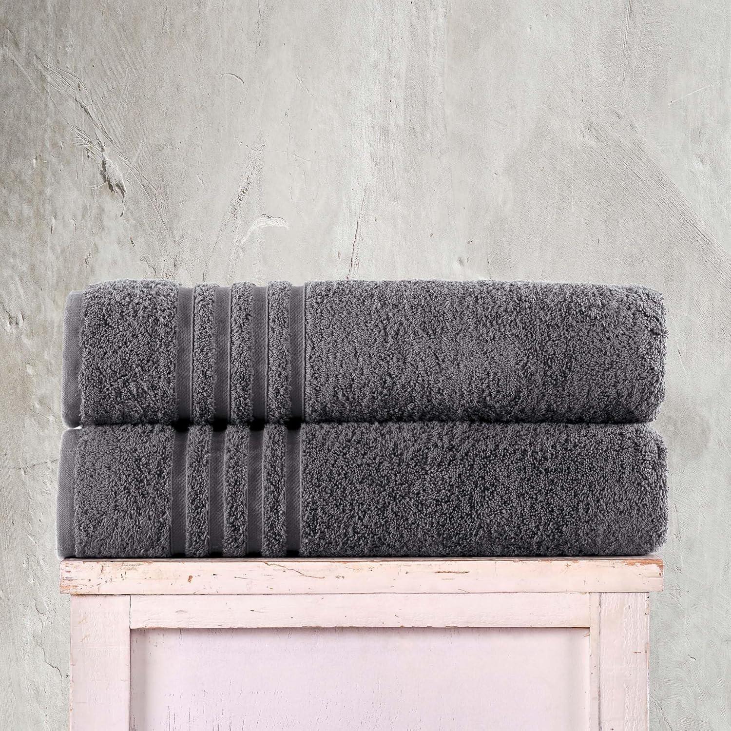 Jumbo Large Bath Sheets Towels 2 Pack Soft and Absorbent, 100% Cotton Towels (Sea Salt, Bath Sheet)