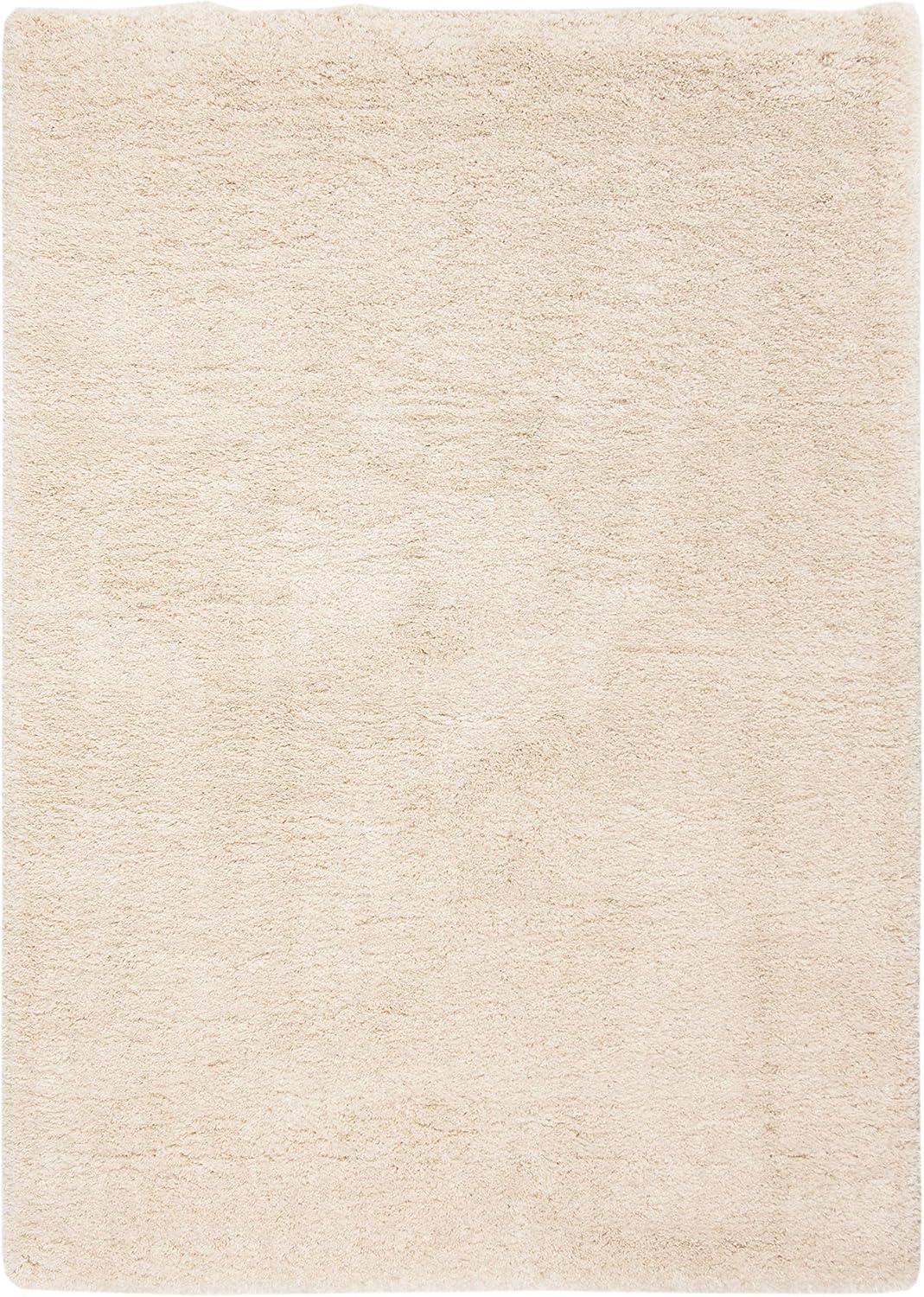 SAFAVIEH Royal Hartley Solid Plush Shag Area Rug, Beige, 5'3" x 7'6"