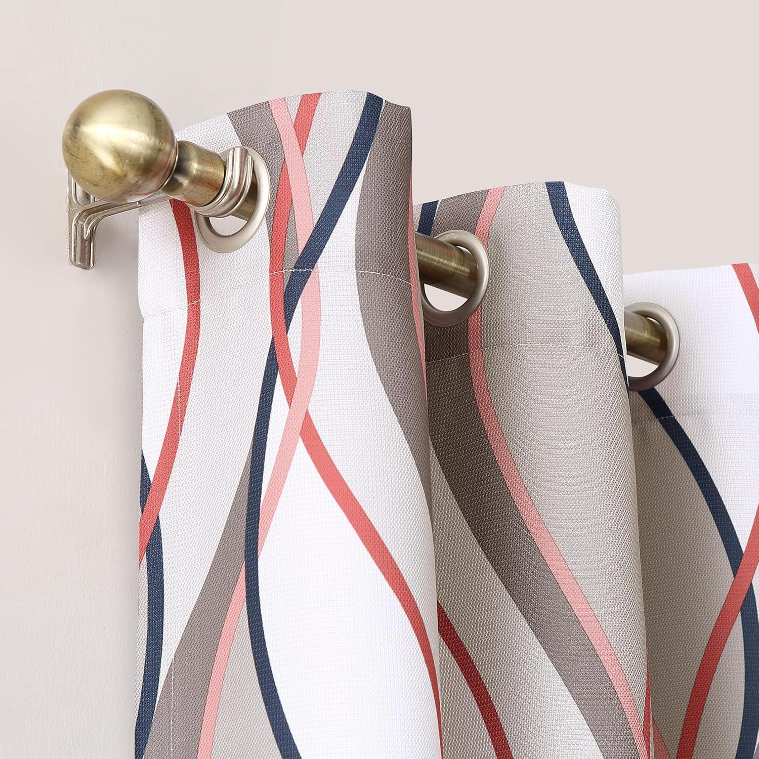 48"x84" No. 918 Semi-Sheer Intersect Ogee Wave Print Grommet Curtain Panel Nickel: Room Darkening, Polyester