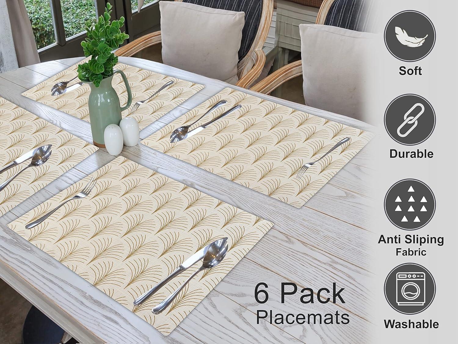 Ruvanti Dining Table Rectangle Placemats 100% Cotton Multi Pattern 13x19 Inches (Set of 6)