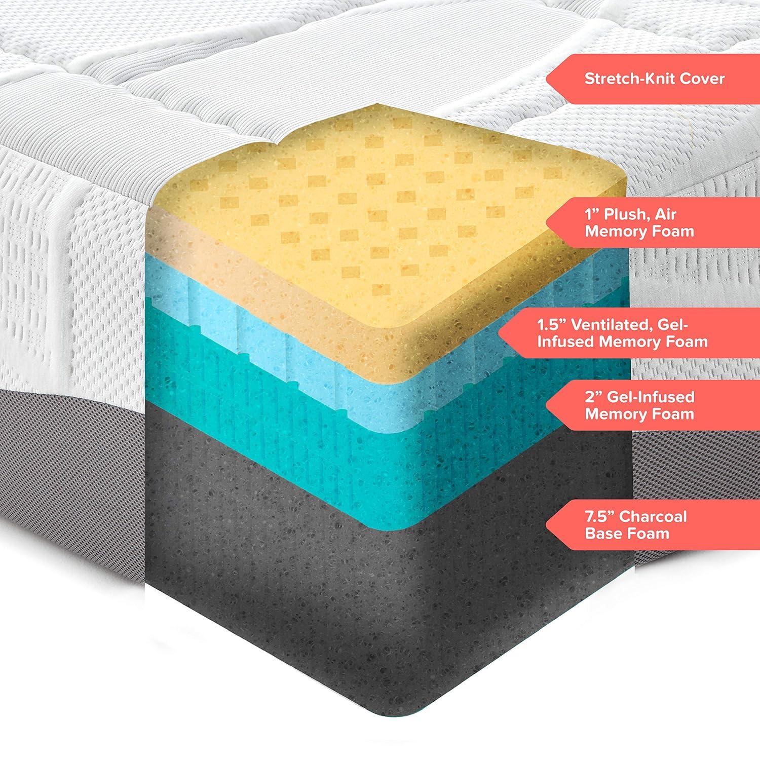 Perfect Cloud Colchón de Memory Foam de Elegancia Colchón de Cama Refrescante de Firmeza Media de 12", Full