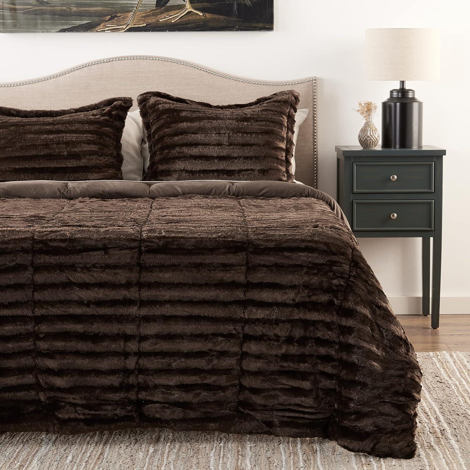 Faux Fur 3 Piece Comforter Set