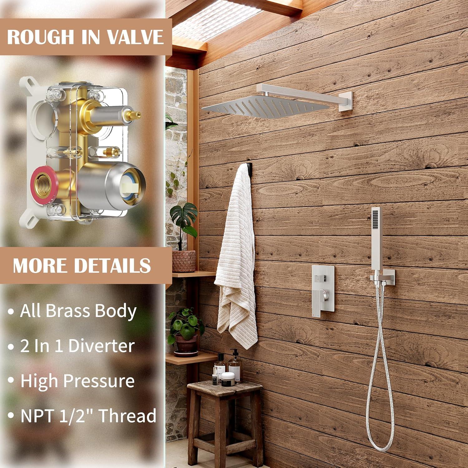 10-Inch Brushed Nickel Wall-Mounted Rain Shower System