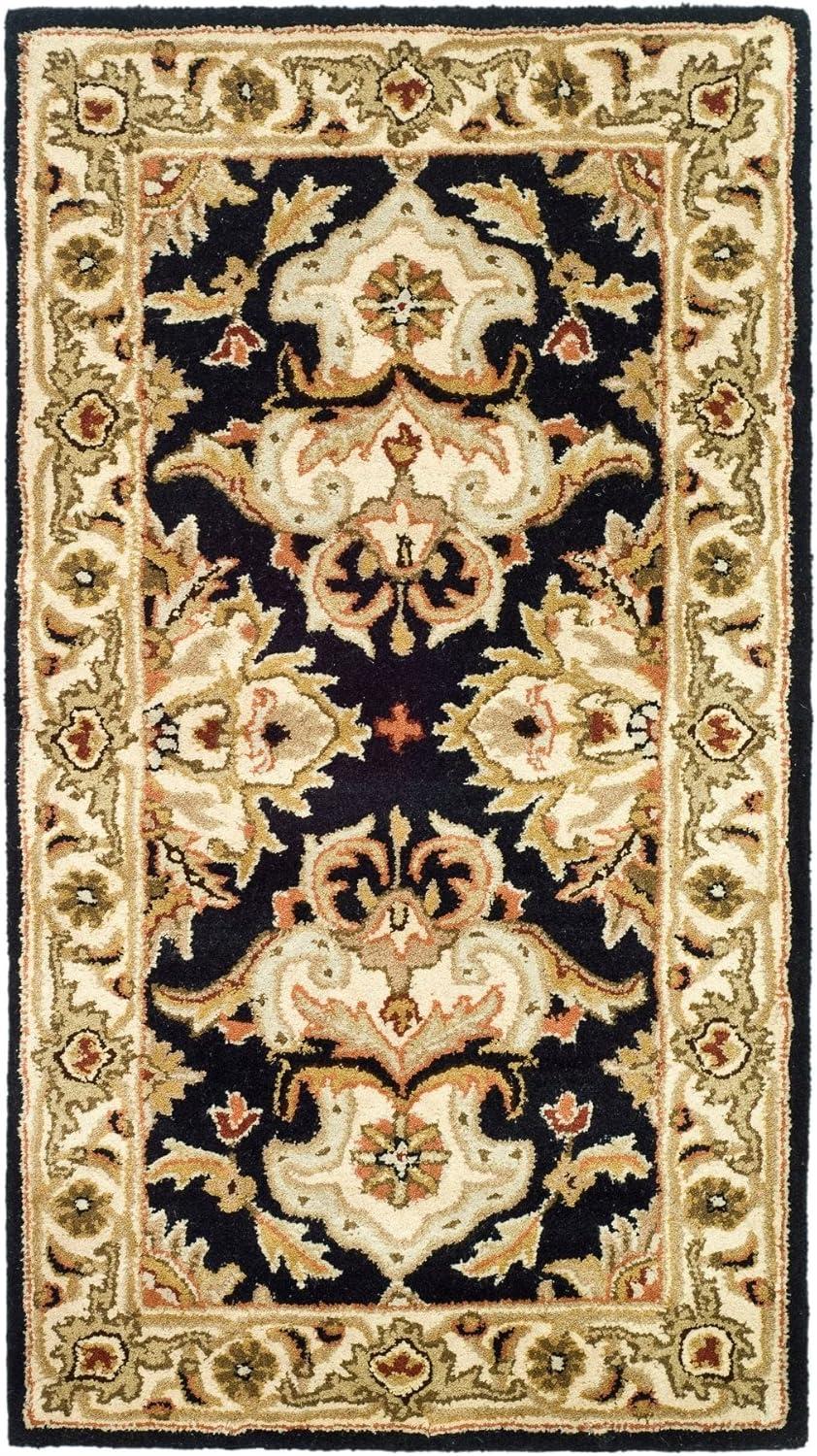 SAFAVIEH Heritage Braganza Traditional Wool Area Rug, Black/Ivory, 2'3" x 4'