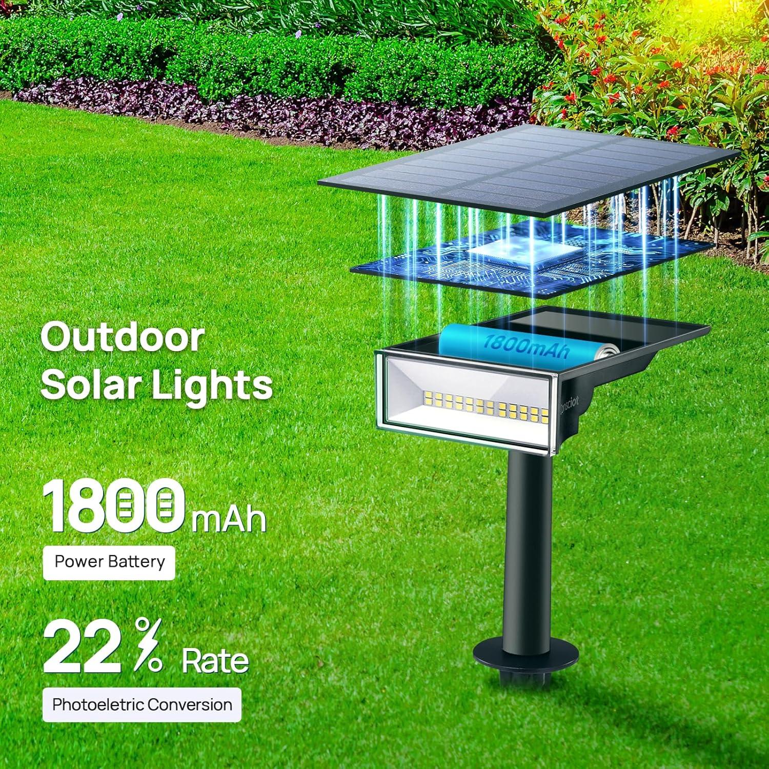 Modern Black Solar LED Outdoor Spotlights, 4-Pack