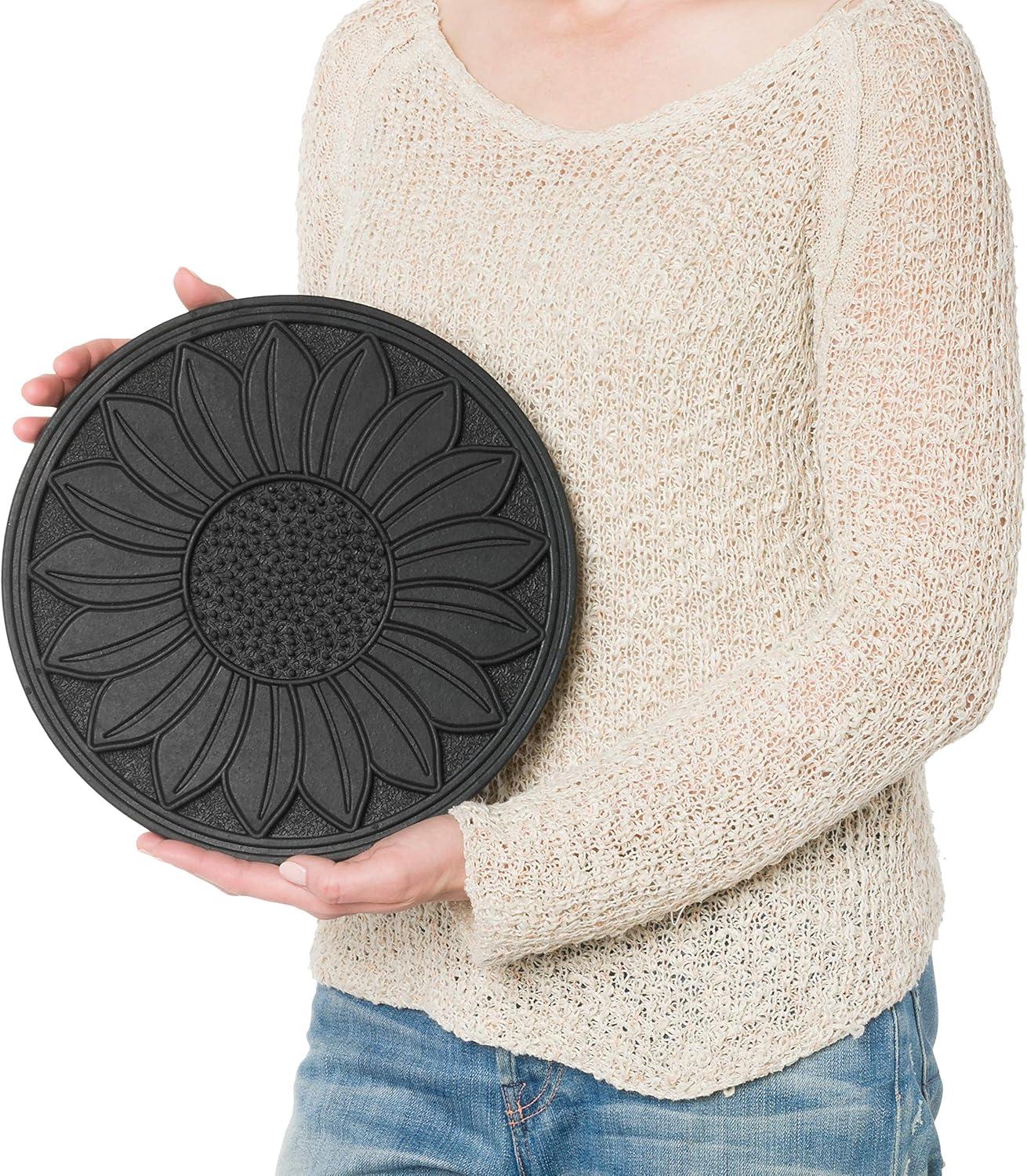 Black Rubber Compass Scroll Garden Stepping Stone Set, 11-3/4 inches