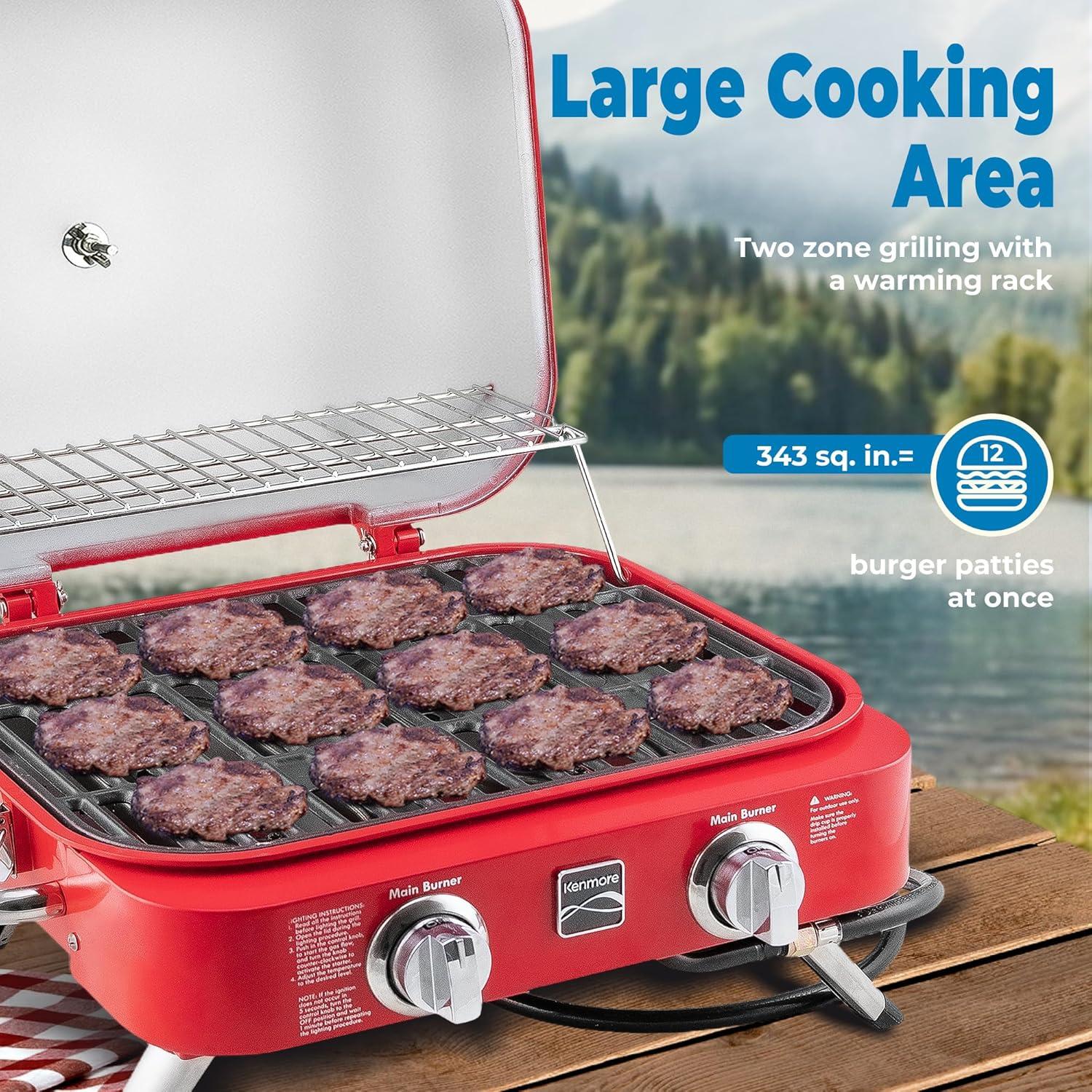 Kenmore 2-Burner Portable Tabletop Retro Gas Grill