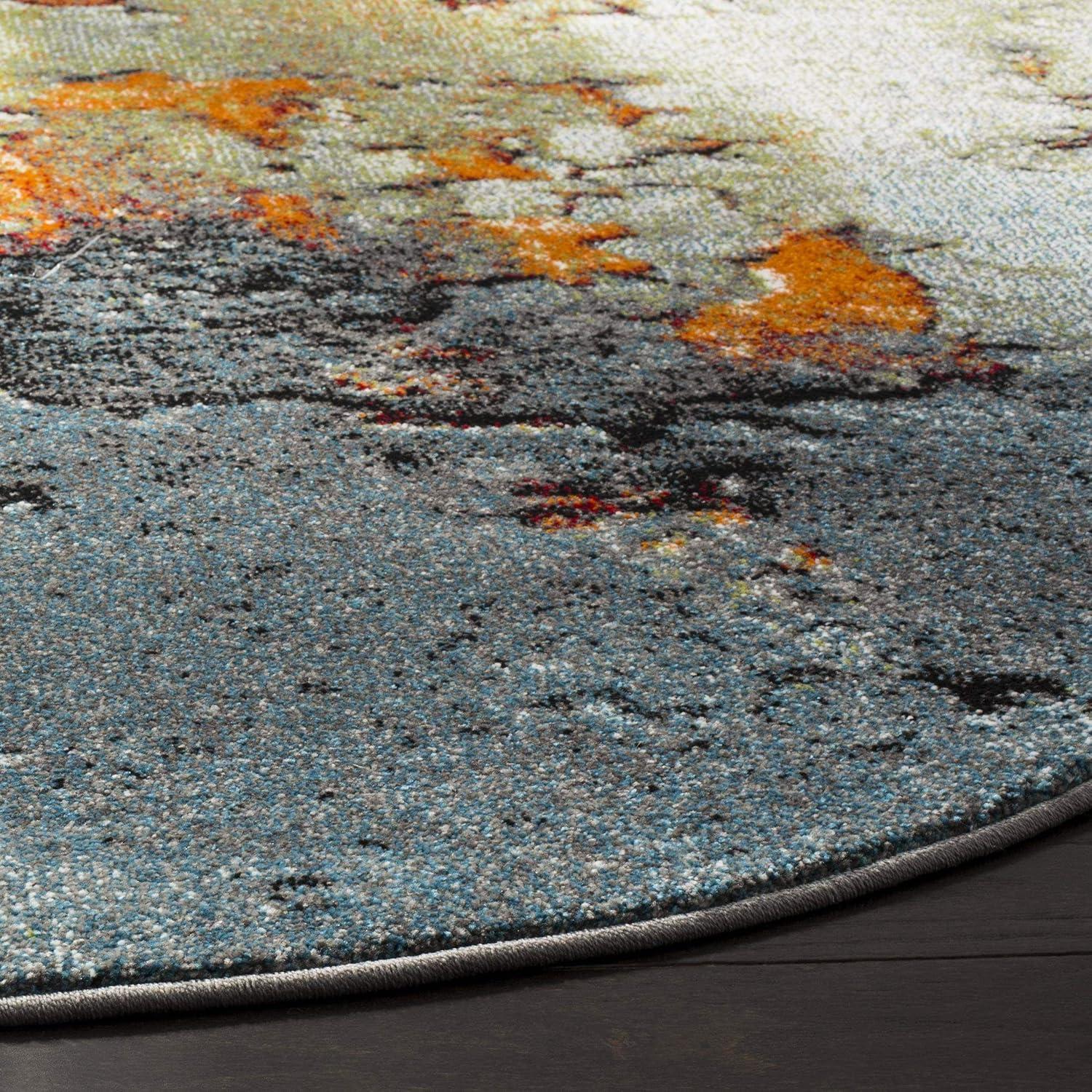 Glacier GLA125 Power Loomed Indoor Area Rug - Blue/Multi - 6'7" Round - Safavieh