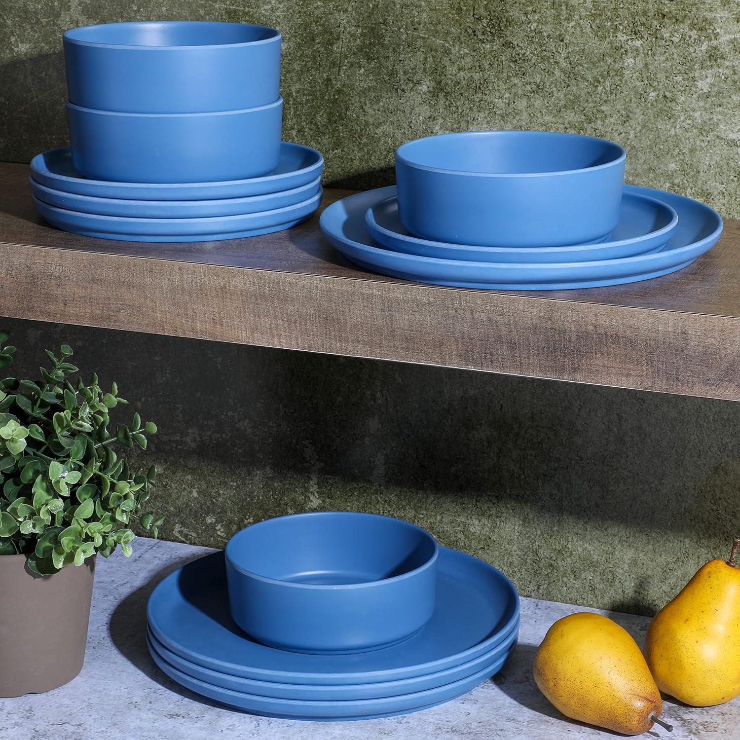 Gibson Home Canyon Crest 12-Piece Stackable Matte Melamine Dinnerware Set