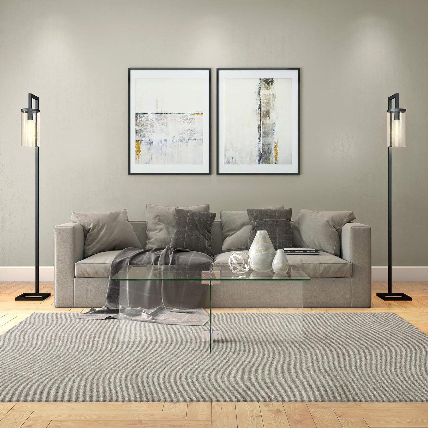 Elegant 42'' Clear Glass Rectangular Coffee Table with Steel Base