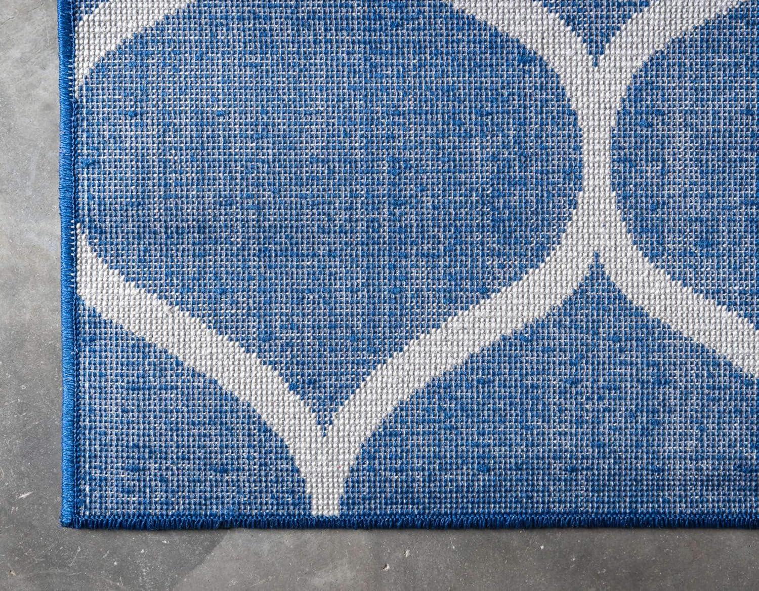 Unique Loom 2' 0 x 13' 0 Trellis Frieze Rounded Navy Blue Area Rug