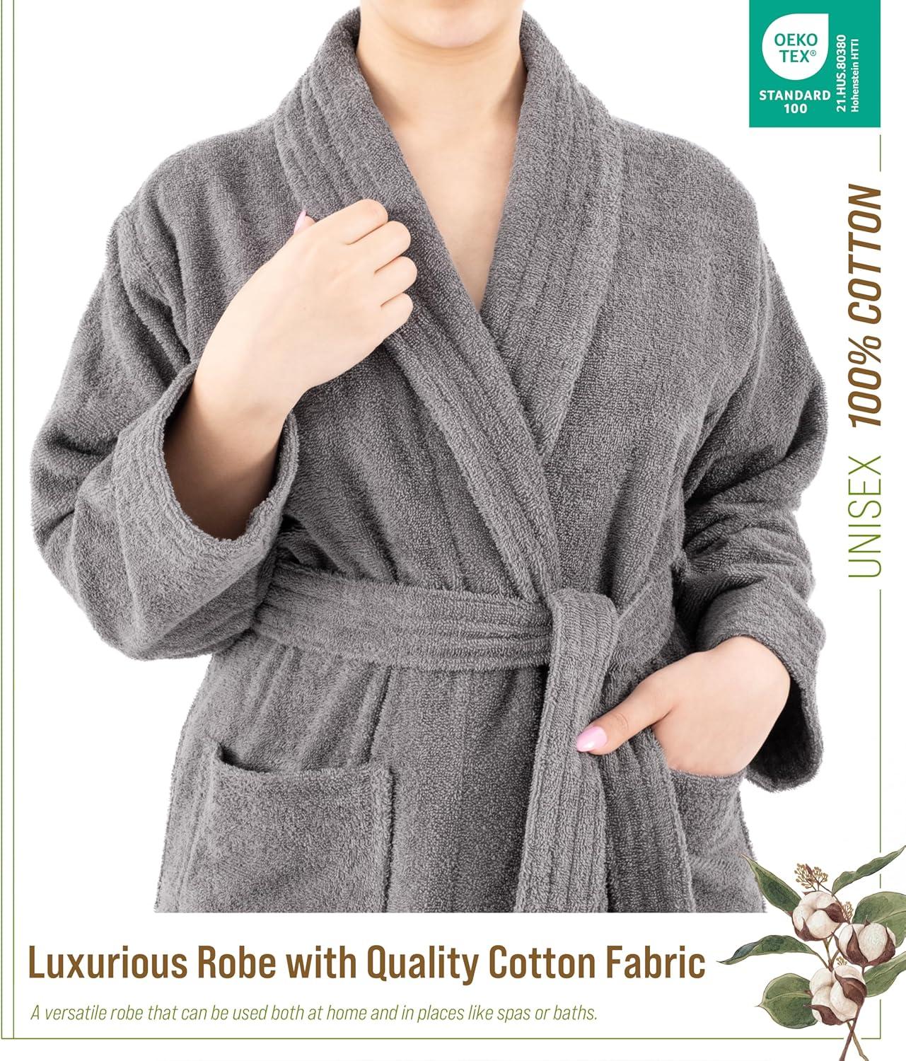 Eider & Ivory™ 100% Cotton Turkish Bathrobes, Soft Absorbent Lightweight Women Robes