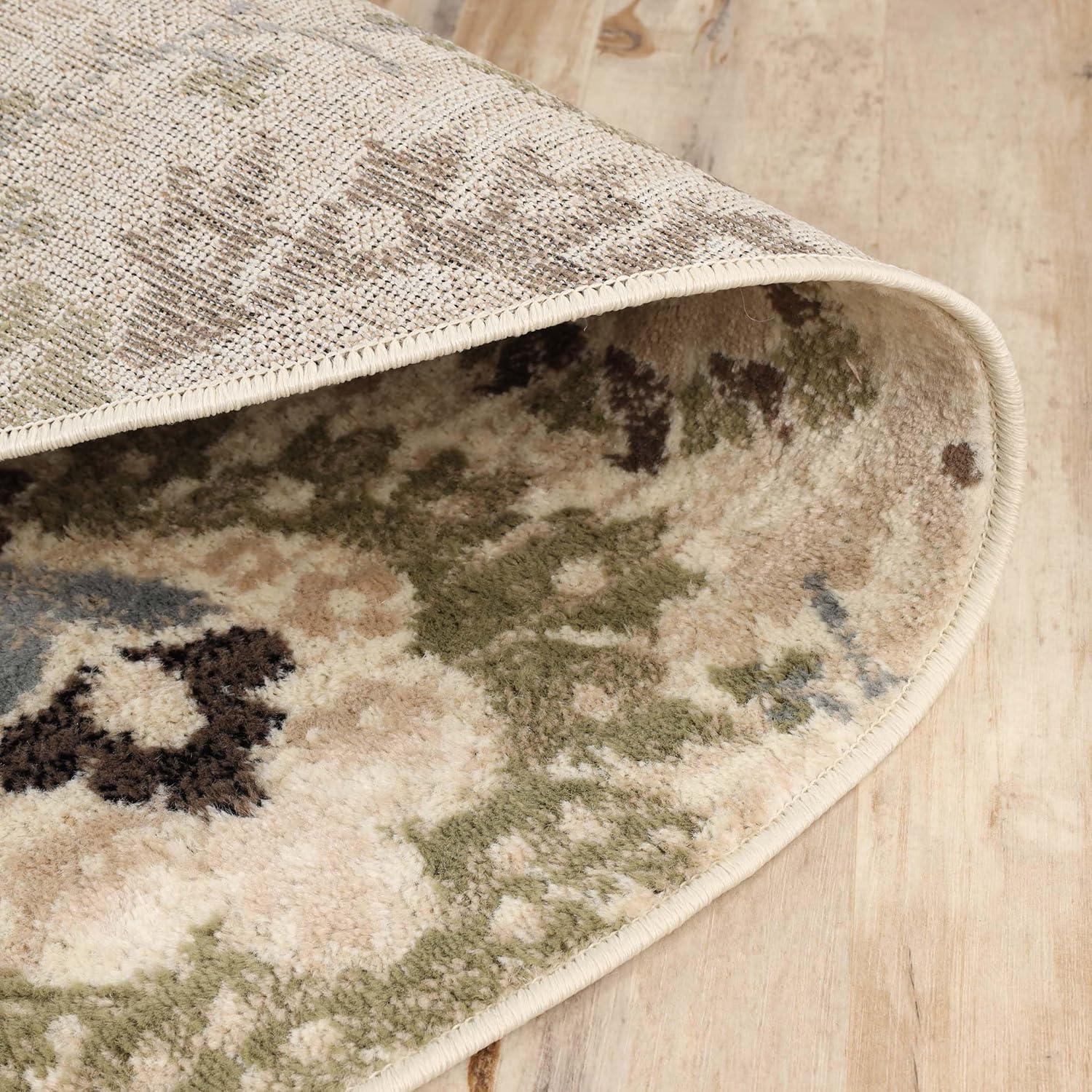 Superior Oriental Vintage Floral Damask Power-loom Indoor Runner Rug, 2'x11', Beige-Brown