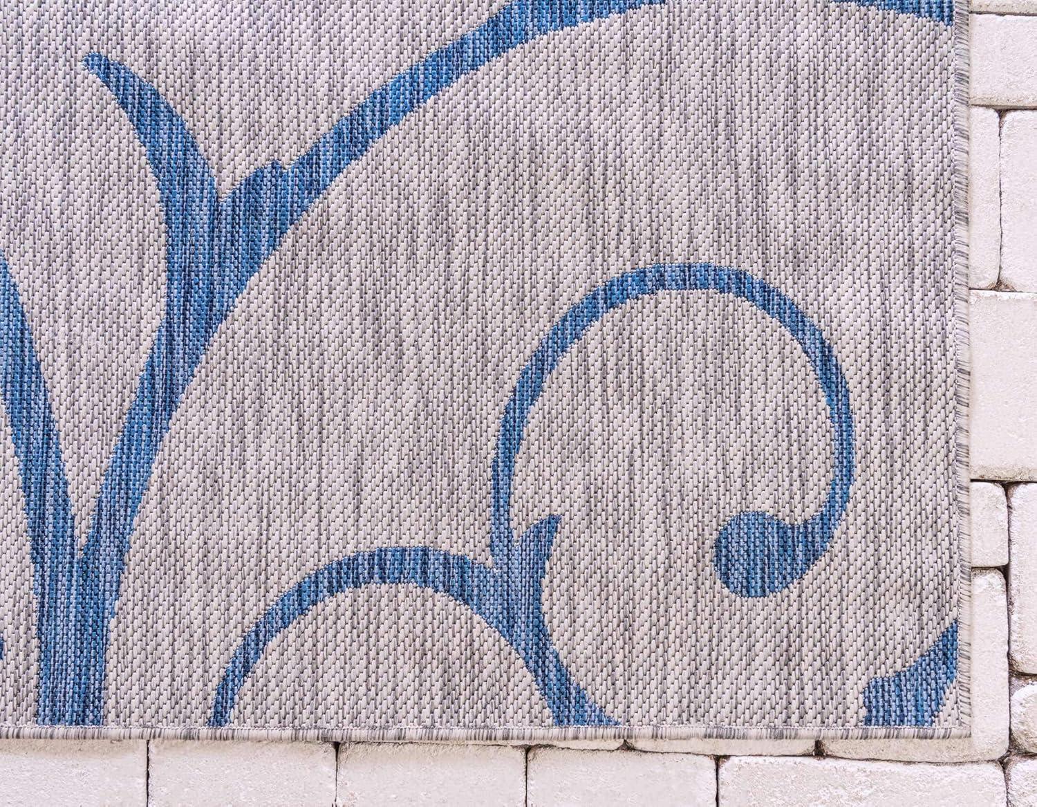 Unique Loom 7' 0 x 10' 0 Rectangle Indoor/Outdoor Botanical Gray Area Rug