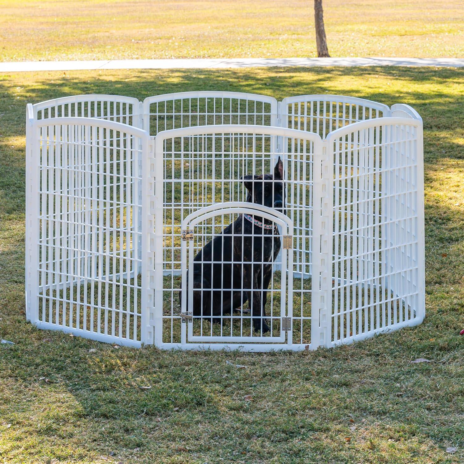 IRIS USA 4-8Panel 24/34"H Plastic Pet Playpen with Door