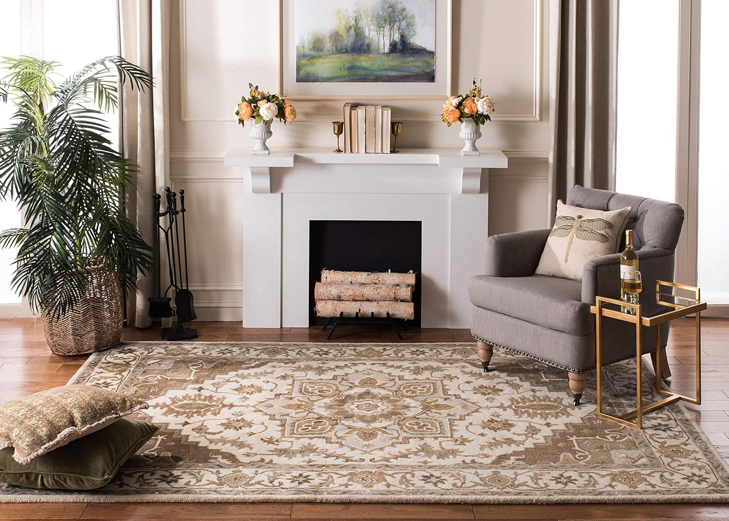 Royalty ROY700 Hand Tufted Indoor Accent Rug - 4'x6' - Beige/Sage - Safavieh