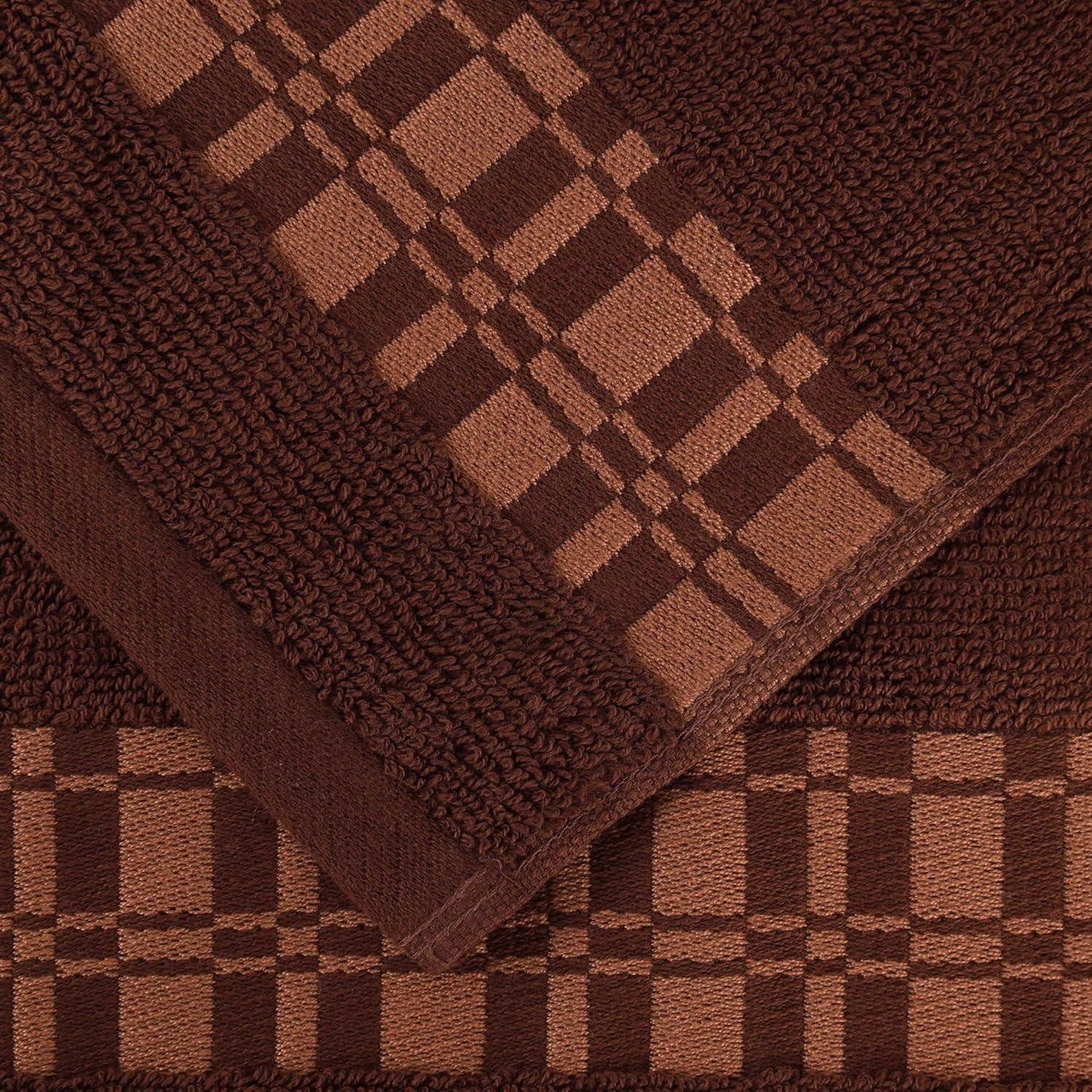 Superior Larissa 8-Piece Cotton Embroidered Towel Set, Chocolate