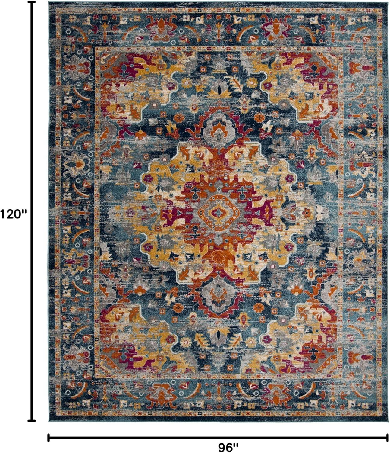 SAFAVIEH Madison Caden Floral Bordered Area Rug, Teal/Fuchsia, 8' x 10'