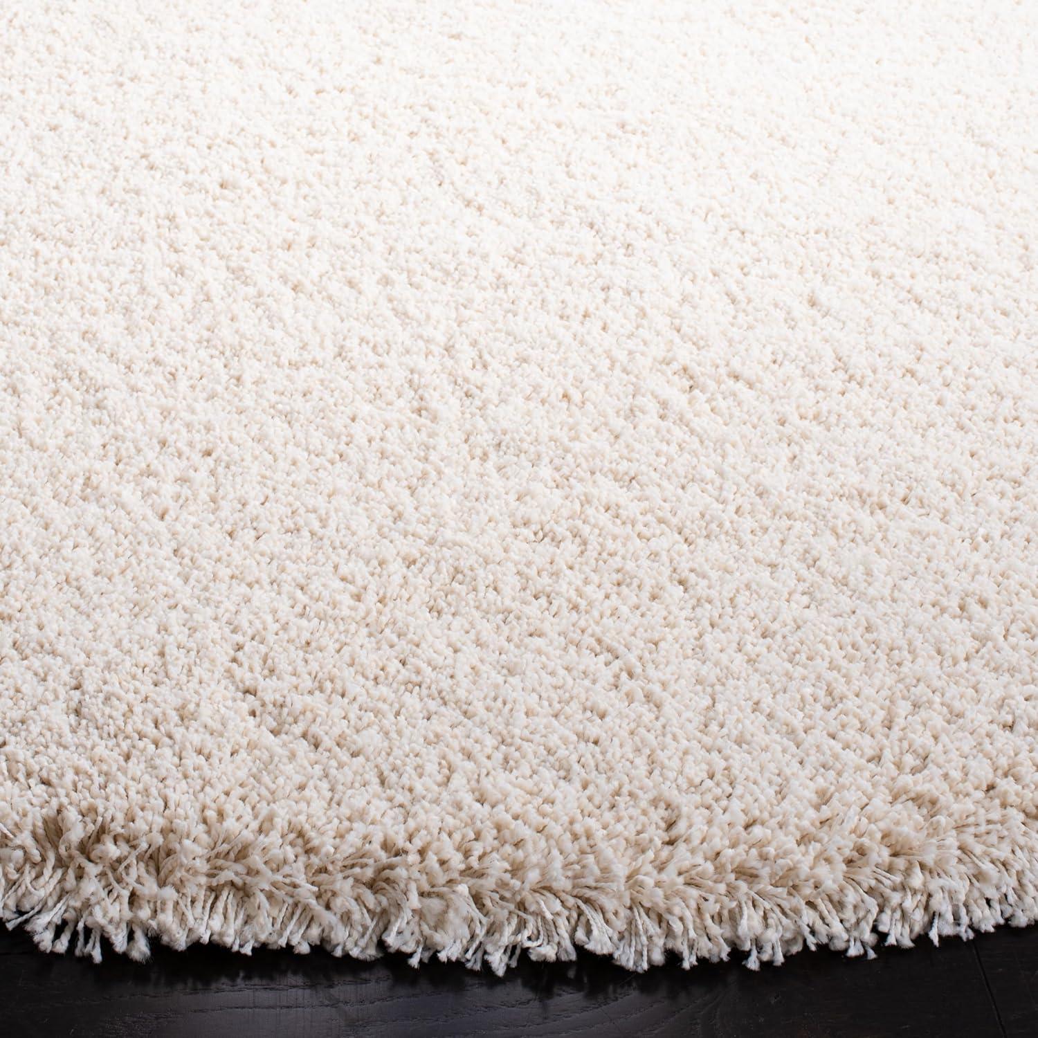 Milan Shag SG180 Power Loomed Indoor Area Rug - Ivory - 5'1" Round - Safavieh