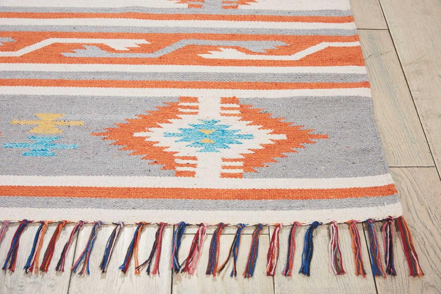 Nourison Baja BAJ03 Ivory/Gray/Red Indoor Area Rug - 5' x 7'