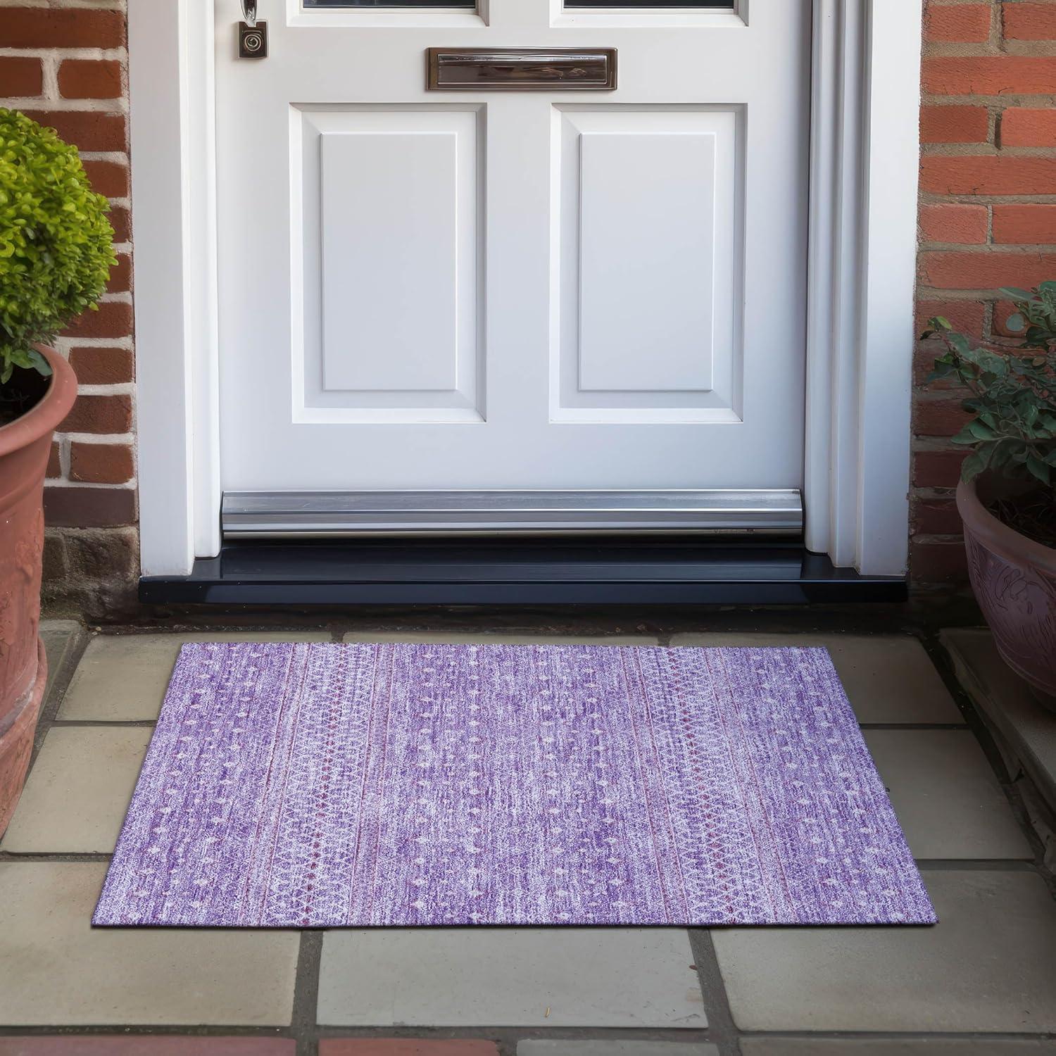 Lavender Bohemian Flat Woven Reversible Rectangular Rug