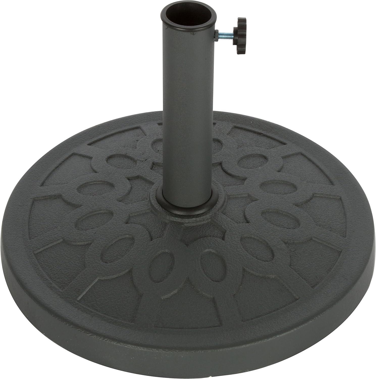 Gray Decorative Resin Round Patio Umbrella Base