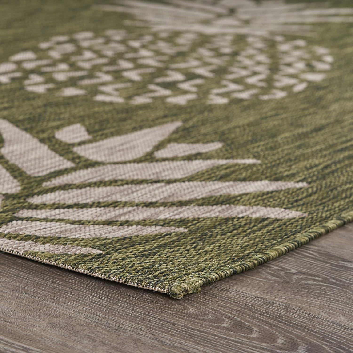 5â€™ x 7â€™ Green Pineapple Indoor Outdoor Area Rug