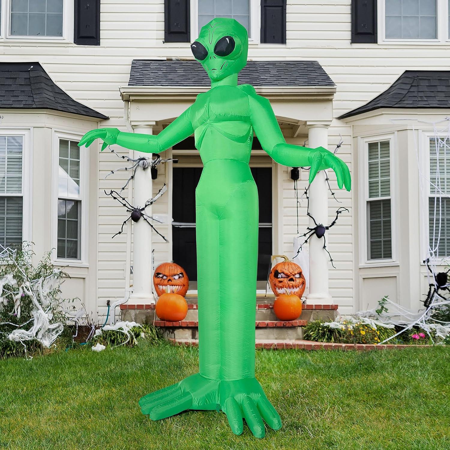 9 FT Tall Inflatable Decoration Outside, Blow Up Alien Inflatable Outdoor Decoration with Build-in LEDs for Yard Decorations Decor Outdoor