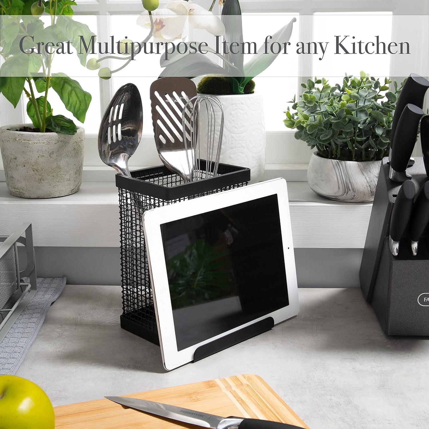 Kitchen Details Industrial Collection Tablet and Utensil Holder in Matte Black
