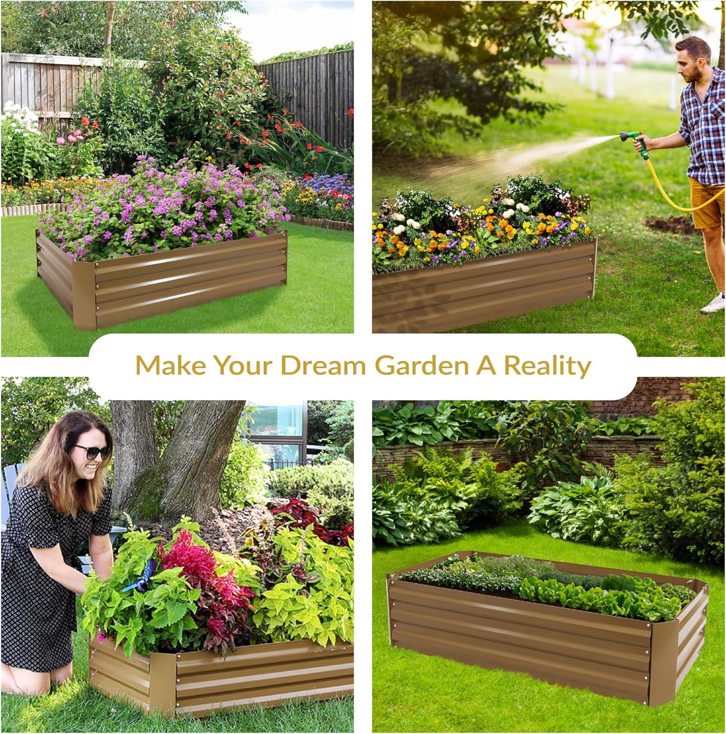 Ippolito Rectangular Galvanized Steel Raised Garden Bed