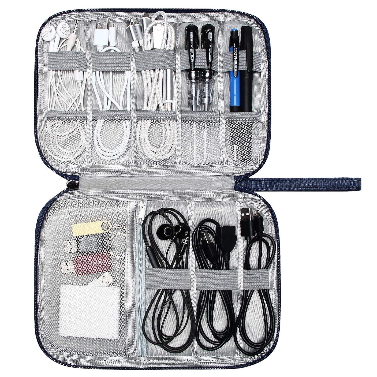 SELLYFELLY Travel Electronics Organizer Portable Cable Organizer Bag for Storage Electronic Accessories Case for Cord,Phone,Charger,Flash Drive (Sky Blue)