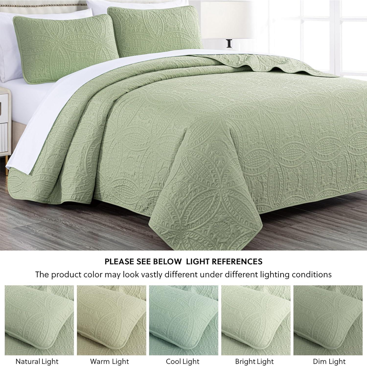 Chezmoi Collection Austin Microfiber Reversible 3-Piece Coverlet / Bedspread Set