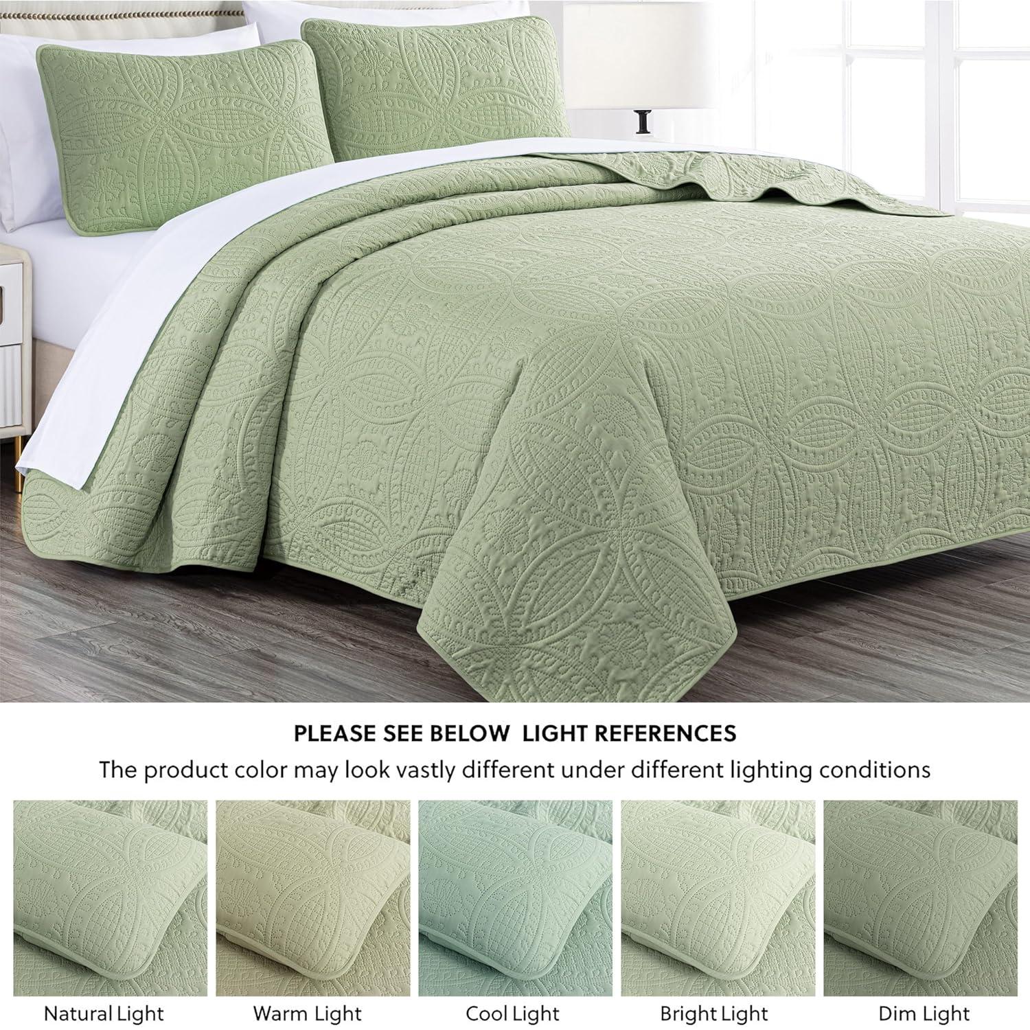 Chezmoi Collection Austin Microfiber Reversible 3-Piece Coverlet / Bedspread Set