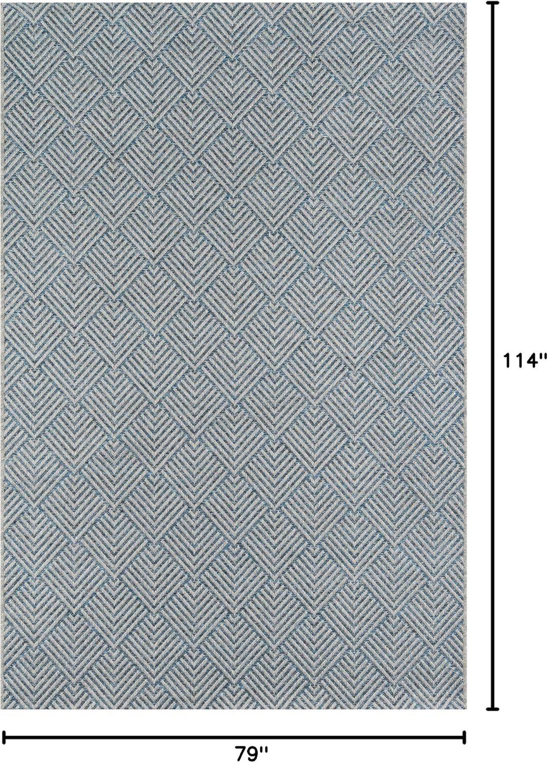 Momeni Como Polypropylene Machine Made Blue Indoor Outdoor Rug 6'7" X 9'6"