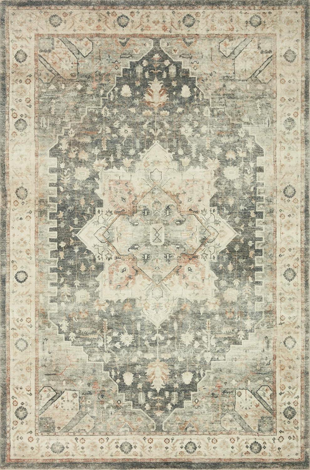 Loloi II Rosette Oriental Traditional Area Rug, Off-White, 18" x 18"
