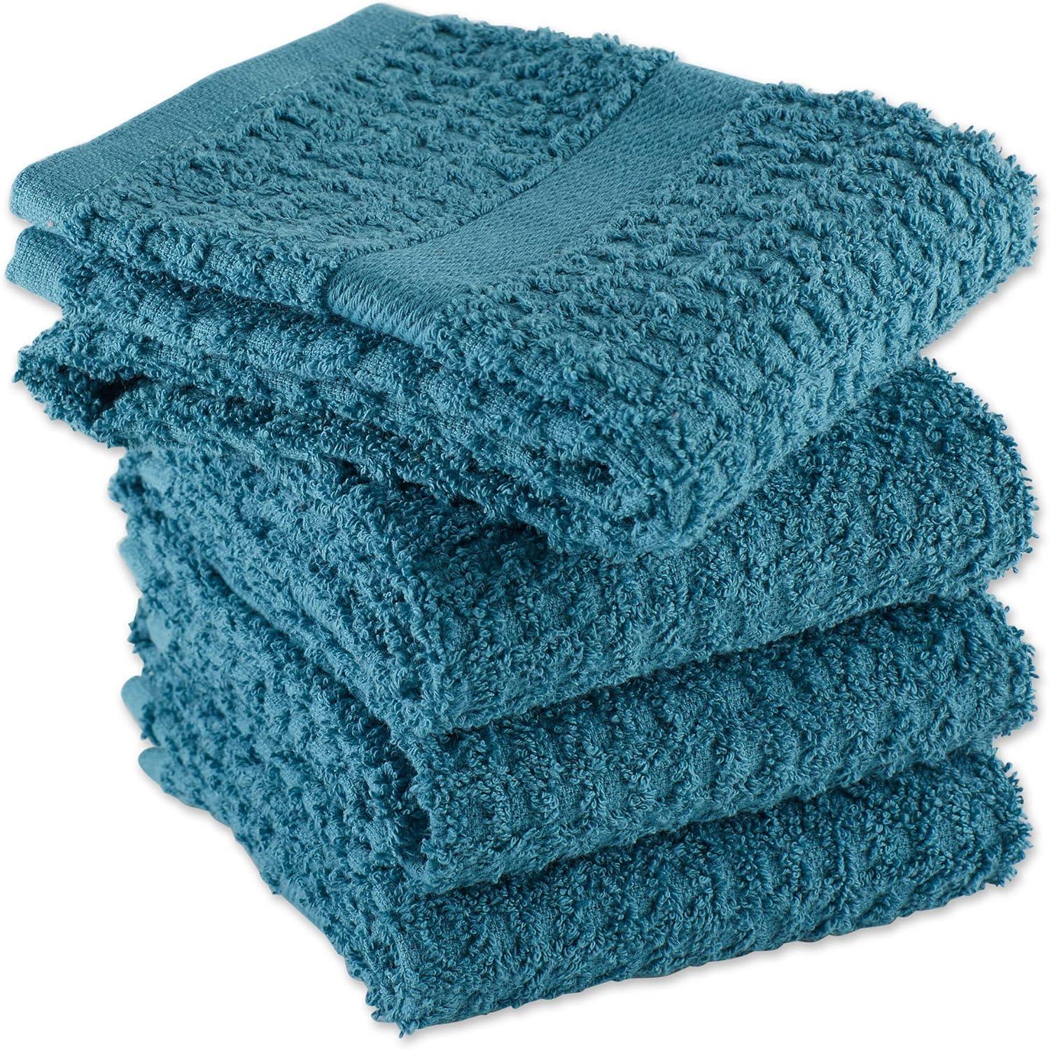 Storm Blue Cotton Waffle Terry Dishtowel Set, 15x26, 4 Piece