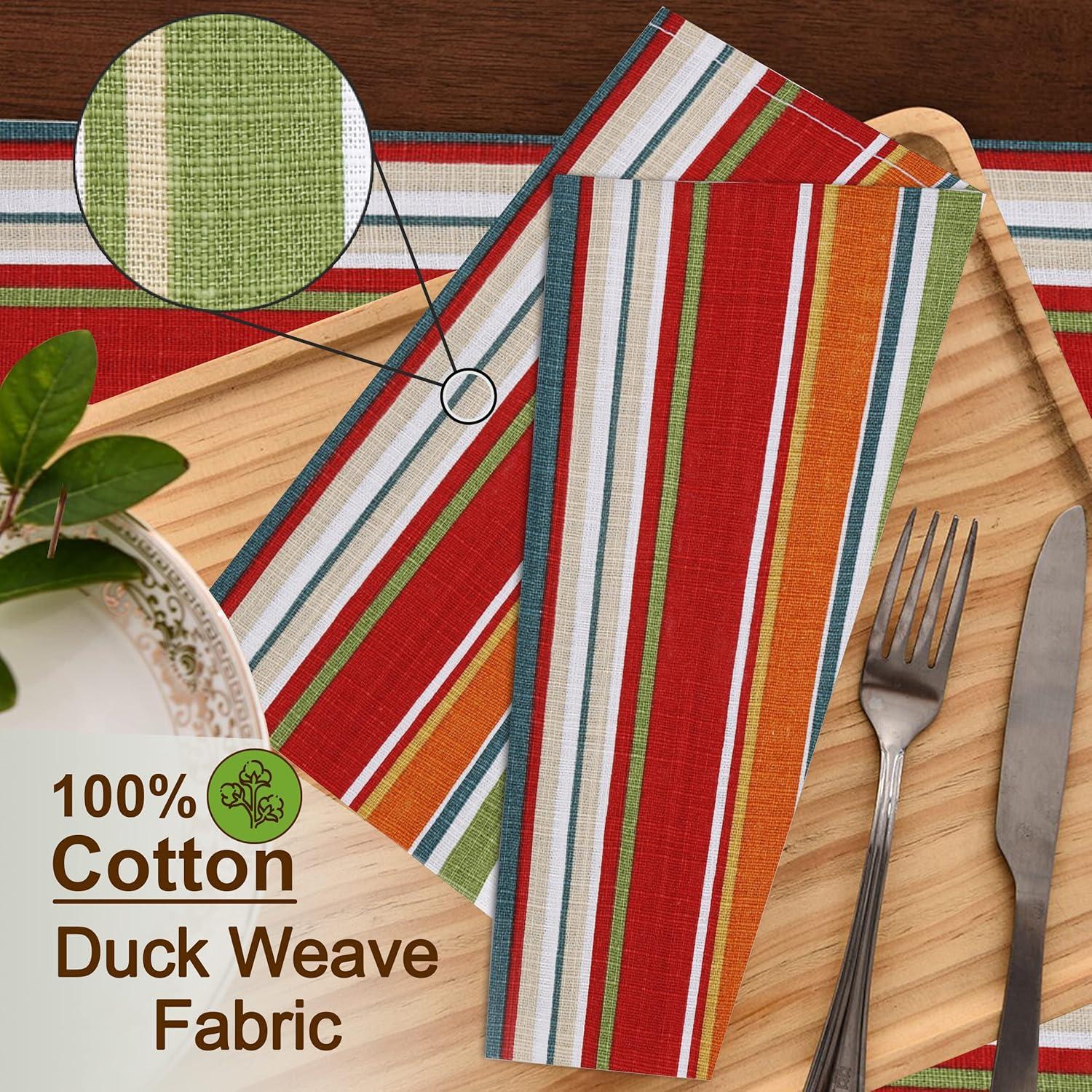 100% Cotton Multi-Stripe Square Kitchen Cloth Napkins