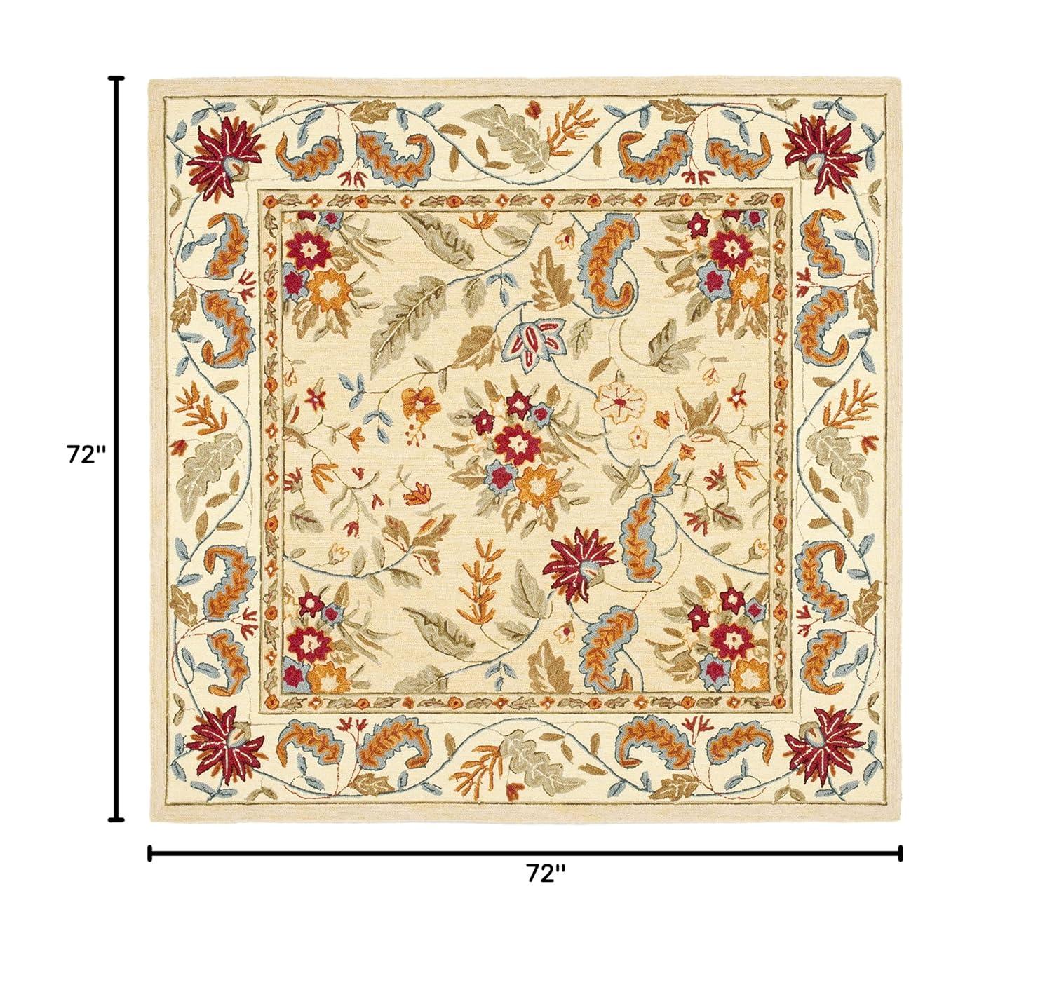 SAFAVIEH Chelsea Alaia Floral Wool Area Rug, Light Blue, 6' x 6' Square